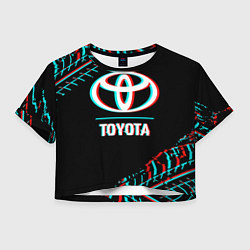 Женский топ Значок Toyota в стиле glitch на темном фоне