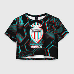 Женский топ Monaco FC в стиле glitch на темном фоне