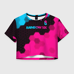 Футболка 3D укороченная женская Rainbow Six - neon gradient: символ сверху, цвет: 3D-принт