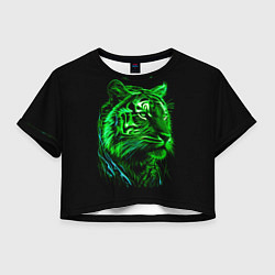 Женский топ Нейросеть: неоновый зелёный тигр