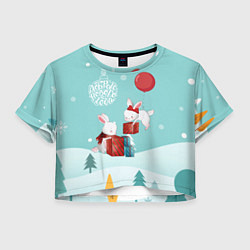 Женский топ Зайцы упаковывают подарки