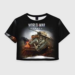 Футболка 3D укороченная женская World War Heroes логотип и танки, цвет: 3D-принт