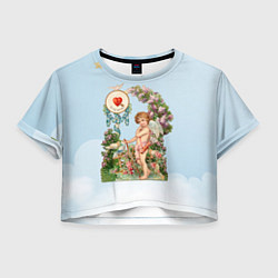 Футболка 3D укороченная женская День святого Валентина купидон, цвет: 3D-принт