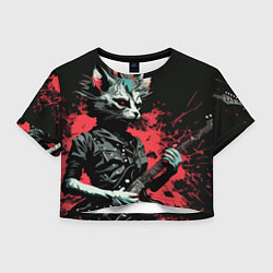 Женский топ Rocker Cat on a black background - C-Cats collecti