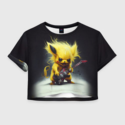 Футболка 3D укороченная женская Rocker Pikachu, цвет: 3D-принт