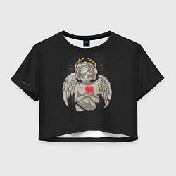 Футболка 3D укороченная женская Разбитый ангел, цвет: 3D-принт