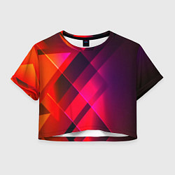 Футболка 3D укороченная женская Кубические грани абстракции, цвет: 3D-принт