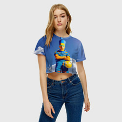 Футболка 3D укороченная женская Барт Симпсон - космический мальчик - нейросеть, цвет: 3D-принт — фото 2