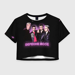 Футболка 3D укороченная женская 80s Depeche Mode neon, цвет: 3D-принт