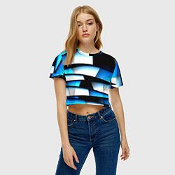 Футболка 3D укороченная женская Решетка из линий и полос, цвет: 3D-принт — фото 2