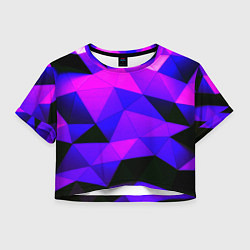 Футболка 3D укороченная женская Неоновые треугольники, цвет: 3D-принт