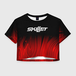 Футболка 3D укороченная женская Skillet red plasma, цвет: 3D-принт