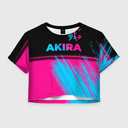 Футболка 3D укороченная женская Akira - neon gradient: символ сверху, цвет: 3D-принт