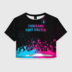 Футболка 3D укороченная женская Thousand Foot Krutch - neon gradient: символ сверх, цвет: 3D-принт