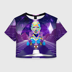 Футболка 3D укороченная женская Goddess with two Beerus - vaporwave, цвет: 3D-принт