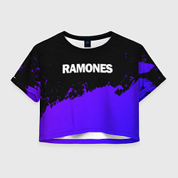 Футболка 3D укороченная женская Ramones purple grunge, цвет: 3D-принт