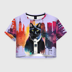 Женский топ Чёрный котяра в Нью-Йорке