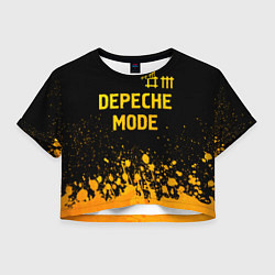 Футболка 3D укороченная женская Depeche Mode - gold gradient: символ сверху, цвет: 3D-принт