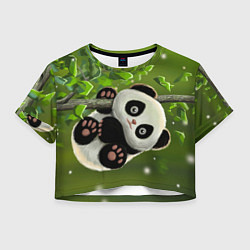 Футболка 3D укороченная женская Панда на дереве отдыхает, цвет: 3D-принт