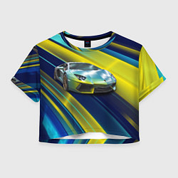 Футболка 3D укороченная женская Суперкар Lamborghini Reventon, цвет: 3D-принт