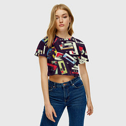 Футболка 3D укороченная женская Кассета 90-е, цвет: 3D-принт — фото 2