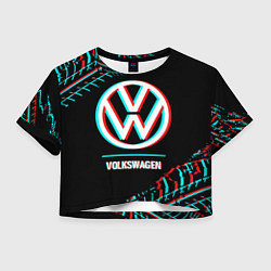 Женский топ Значок Volkswagen в стиле glitch на темном фоне