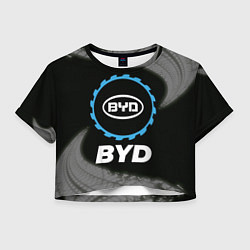 Женский топ BYD в стиле Top Gear со следами шин на фоне