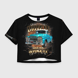 Футболка 3D укороченная женская Пикап Chevrolet Apache 3100 1959 года, цвет: 3D-принт