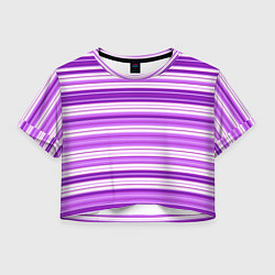 Футболка 3D укороченная женская Фиолетовые полосы, цвет: 3D-принт