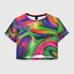 Футболка 3D укороченная женская Bright colors, цвет: 3D-принт