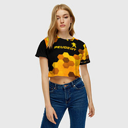Футболка 3D укороченная женская Peugeot - gold gradient: символ сверху, цвет: 3D-принт — фото 2