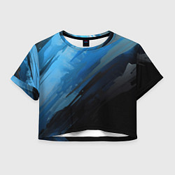 Футболка 3D укороченная женская Black blue style, цвет: 3D-принт
