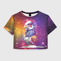 Футболка 3D укороченная женская Fantastic bird and starry space, цвет: 3D-принт