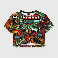 Женский топ Монстры в зеленом и оранжевом - нейросеть