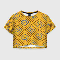 Футболка 3D укороченная женская Золотистый паттерн, цвет: 3D-принт
