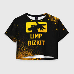 Футболка 3D укороченная женская Limp Bizkit - gold gradient, цвет: 3D-принт