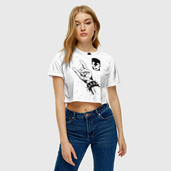 Футболка 3D укороченная женская David Bowie и рок символ, цвет: 3D-принт — фото 2