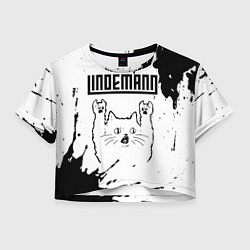 Женский топ Lindemann рок кот на светлом фоне