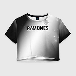 Женский топ Ramones glitch на светлом фоне: символ сверху