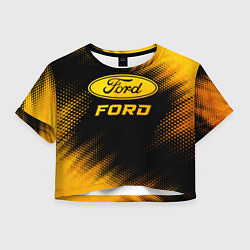 Футболка 3D укороченная женская Ford - gold gradient, цвет: 3D-принт