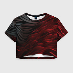 Футболка 3D укороченная женская Темно-красная текстура, цвет: 3D-принт