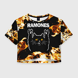 Женский топ Ramones рок кот и огонь