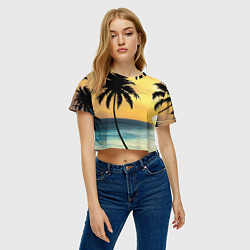 Футболка 3D укороченная женская Вечер на отдыхе, цвет: 3D-принт — фото 2