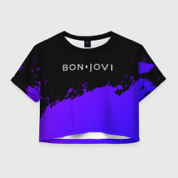 Футболка 3D укороченная женская Bon Jovi purple grunge, цвет: 3D-принт
