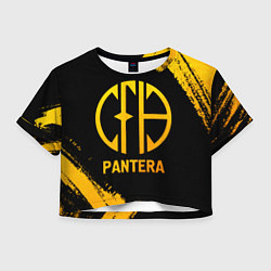 Футболка 3D укороченная женская Pantera - gold gradient, цвет: 3D-принт