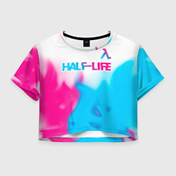 Футболка 3D укороченная женская Half-Life neon gradient style: символ сверху, цвет: 3D-принт