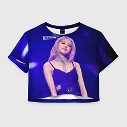 Футболка 3D укороченная женская Rose Blackpink blue background, цвет: 3D-принт