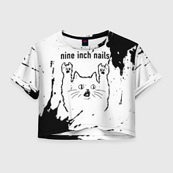 Женский топ Nine Inch Nails рок кот на светлом фоне