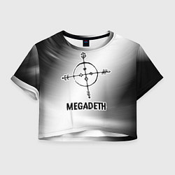 Футболка 3D укороченная женская Megadeth glitch на светлом фоне, цвет: 3D-принт
