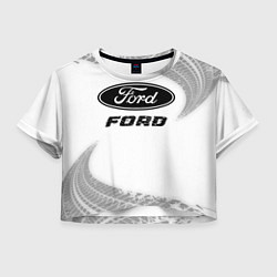 Женский топ Ford speed на светлом фоне со следами шин